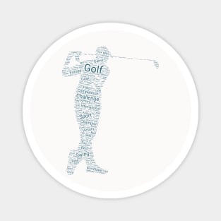 Golfing Golfer Silhouette Shape Text Word Cloud Magnet